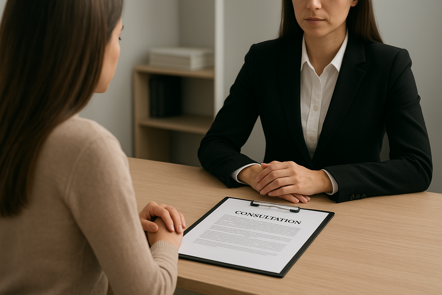 Reunión familiar en oficina legal