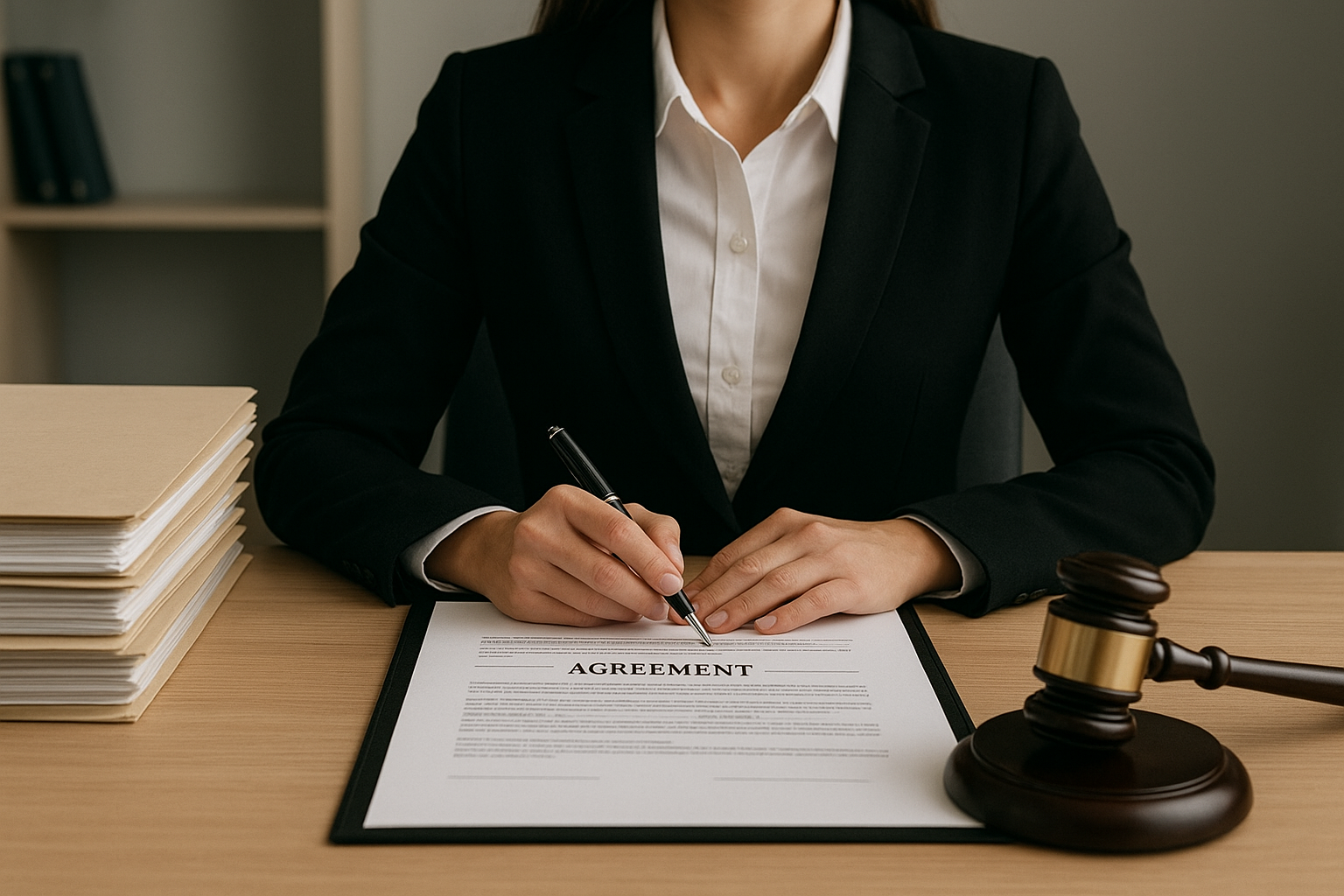 Persona firmando contrato laboral